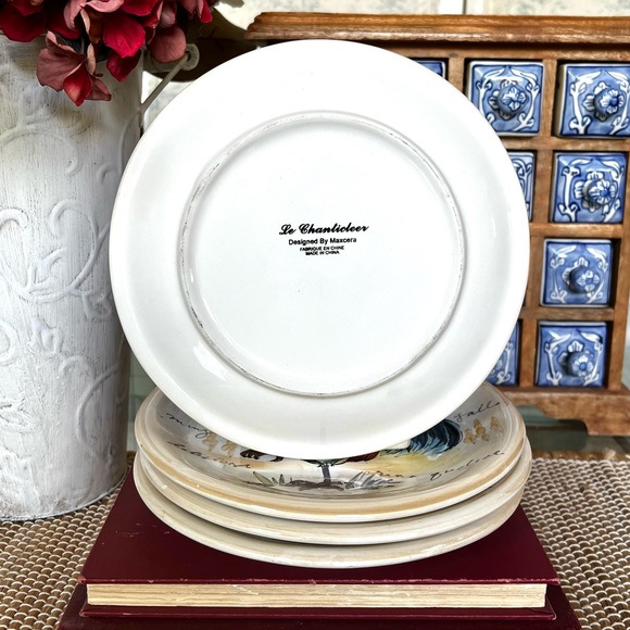 Le Chanticleer Maxcera Rooster/Sunflower 8” Plates, SET/4 - Picture 3 of 8
